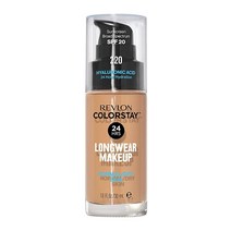 Revlon ColorStay 메이크업 일반/건성 피부용 SPF 20 롱웨어 리퀴드 파운데이션 미디엄 풀 커버리지 내추럴 마감 오일 프리 220 내추럴 베이지 28.3, 1 Fl Oz (Pack of 1), Natural Beige