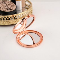 일호장신구 메탈 원형 손거울 접이식 양면거울 확대경 휴대용 거울, 메탈원형손거울(로즈골드), 1개