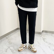 데일트 남자 밴딩 스판 테이퍼드핏 일자 9부 면바지