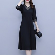 40대 50대 여름 하객룩 아나운서 원피스 중년 프리미엄 빅 사이즈 통통 배 커버 원피스 봄 날씬해 보이는 프렌치 스몰 블랙 스커트