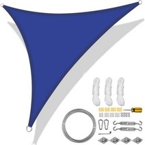 280GSM 98 UVBlock 햇빛 가리개 차양 보호 그늘 항해 천막 캠핑 천 야외 캐노피 정원 파티오용 대형, Blue with 47Pcs Kit+5x5x5M