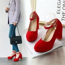 스킨색구두 살색구두 스킨색구두7cm 베이지구두 패션 여성 플랫폼 펌프스 7.5cm 높은 청키 힐 레드 블랙 무리 pleuche 캐주얼 파티 사무실 숙녀 봄 발목 스트랩 신발