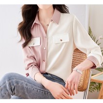 출근룩 오피스룩 금장단추 실키 블라우스