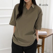 [에이치스타일] [H스타일](SH)나론헨리넥반팔오버핏박스셔츠