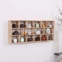 WARM미니그릇장 다용도 빈티지 엔틱 그릇장 다기장 장식장 카페장 원목 찻장 그릇 3종, 원목16칸