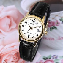 카시오 여성용 가죽 시계 LTP-V002GL-7B