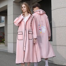 NY20 귀여운 곰돌이 오버핏 남여공용 롱 레인코트 다회용 EVA커플우의