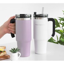 대용량 텀블러 스텐 보온 보냉 텀블러 손잡이 스타벅스 벤티사이즈 리유저블 콜드컵, 그레이