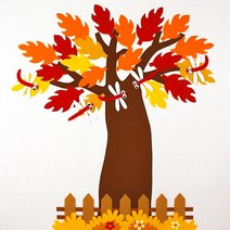 [지니스쿨] 교실 환경미화 - 가을 나무 세트 240 (갈색 울타리), 갈색 울타리