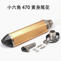 오토바이 배기 파이프 마후라 스포츠카 수정 황룡 600 작은 닌자 250 Yongyuan 350R25 R3 육각 전갈 배기관, 길고 작은 6 각형 노란색 레이저 마크