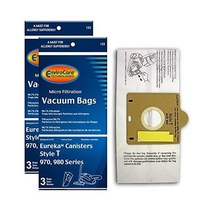 EnviroCare Eureka Style T 970 980 캐니스터에 맞게 제작된 교체용 마이크로 여과 진공 청소기 더스트 백 6팩, 6