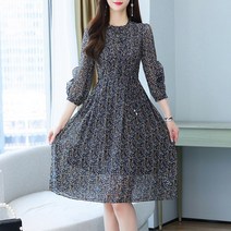 봄 여름 살랑살랑 여성 쉬폰 잔꽃 플라워 리본 롱 원피스