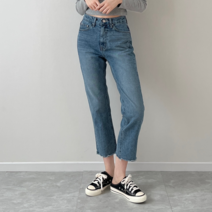 여성 여자 워싱 데님 일자 팬츠 청바지