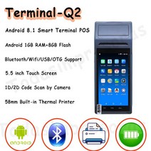 카드 포스기 POs 이지체크 단말기 신화포 스마트 휴대용 POS 터미널 3G 4G 모바일 안드로이드 열전사 프, 01 Q2-3G-Black_01 EU 플러그