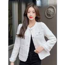 여성 트위드 자켓 korean tweed 빈티지 짧은 코트 봄 가을 elitee outwear top long sleeve abrigos pink single breast