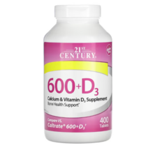 21st century 콜레칼시페롤 탄산칼슘 600 D3 칼슘 및 비타민D3 400정, 1개
