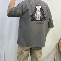 남녀공용 오버핏 입체 곰돌이 스카치 남자 박스 분또 커플 반팔티셔츠