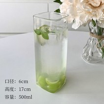 고급막걸리260Ml/400Ml/500Ml 내성 사각형 투명 온도 유리 차 물 우유 주스 간단한 컵 디저트, 03 L_01 as shown
