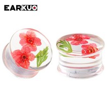 게이지 측정기 공기압 EARKUO 최신 패션 꽃 아크릴 귀 플러그 게이지 터널 확장기 피어싱 바디 쥬얼리 스트, Style7_16mm