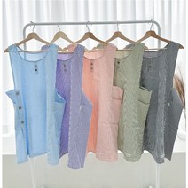 어린이집보육교사 원피스형 시원한 리플 지지미 여름앞치마, 블랙