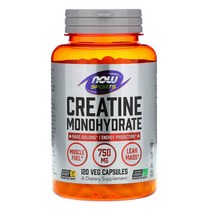 나우푸드 스포츠 크레아틴 모노 하이드레이트 750 mg 120 베지 캡슐 코셔 채식주의자, 1개, 기본