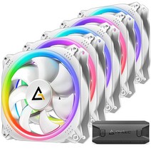 Antec RGB 케이스 팬 120mm RGB 팬 5V-3PIN 주소 지정 가능한 RGB 팬 120mm 5V-3PIN이 있는 마더보드 싱크 120mm 팬 5팩 컨트롤러 포함 Pri, Prizm 5 pcs