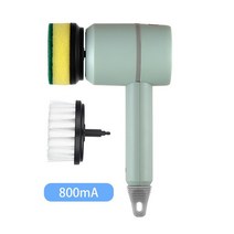 화장실 전동솔 욕실바닥 청소 다목적 전기 스핀 스크러버 무선 스크럽 브러시 1 교체 가능한 헤드 핸드 헬드 창 주방 싱크 접시, 초록