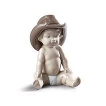 야드로 Boy Cowboy Hat 피겨린. 포슬린 Baby .