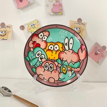 CUTE QUEEN 컬러 도자기 식기, 싱글 디스크 (스폰지 밥 패밀리)