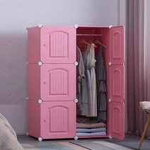 5평 원룸 꾸미기 6평 7평 인테리어 DIY 핑크 도어 선반 옷장 가벼운 의류수납함