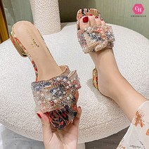 시크힐즈 진주 크리스탈 리본 슬리퍼 01440