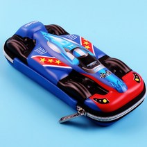 템머스 3D입체패턴 레이싱카 필통 파우치형, 3D레이싱카-블루, 1개