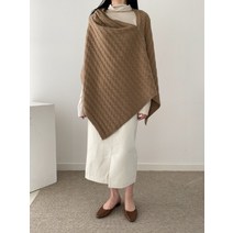 루시 라쿤 메리노울 단추 판초 니트 케이프 숄 가디건