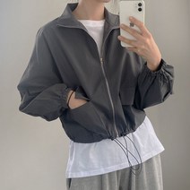 *기획[5color/간절기템] 스트링 핏조절 아방 나일론 바람막이 야상 크롭 집업 점퍼]포스바람막이