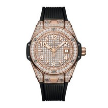 허블롯 킹 골드와 풀 파베 다이아몬드 빅뱅 원클릭 워치 33mm, OS