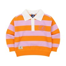 [백화점매장상품출고] 캉골키즈 키즈 맨투맨 티셔츠 스트라이프 카라 스웨트셔츠 PA 0001 오렌지