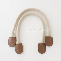 퀼팅맘 고급웨빙 천연가죽장식 가방손잡이 634S, 린넨/카멜브라운(소가죽장식)
