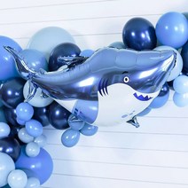 상어 은박 풍선 생일 홈 파티 바다 여름 장식 용품, 상어 풍선