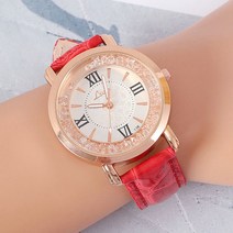 저렴한손목시계 가죽시계 여성 손목시계 레드