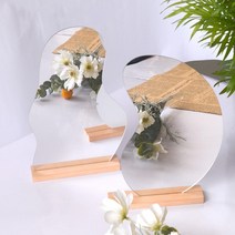 순수하랑 감성 웨이브 우드 탁상거울, 산형+반달 1세트