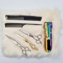 뷰티다모아 미용실 츄레이 페이크퍼 밍크털 토끼털 깔판 인조 가위정리 매트, 토끼털(그레이)