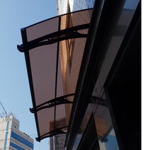캐노픽스 800X8900 캐노피 렉산 빗물받이 차양막 차광막 현관 상가 테라스 어닝, 검정틀 브라운앰보렉산