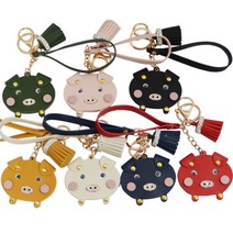 풍경나라)테슬 가죽 돼지 키홀더 열쇠고리, G