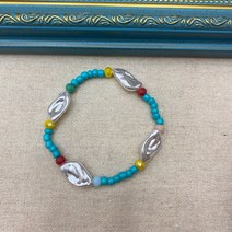 해변풍 하얀 조개껍질 하트 작은 팔찌 민물 진주 손꼬치 미주 손장식