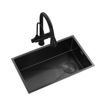 싱크대 수전세트 캠핑카 주방 싱크볼 개수대 세책, 블랙 6843 C 패키지 사각수전