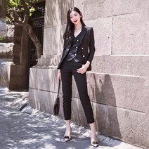 핑크슈트조끼부팬츠 쓰리피스 오피스룩 여자정장세트