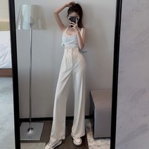 명품스타일 여성정장 의류 세련된 하이 캐주얼 바지 느슨한 사무실 숙녀 여름