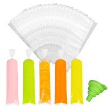 아이스팩 100 개 냉동고 튜브 식품 등급 PE 아이스 백 캔디 DIY 아이스크림 몰드 만들기용 실리콘 깔때기, [01] Green