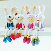 다팜코리아 마블인형 장식인형 인테리어소품 미니어처 소품 카페 꾸미기, 토끼선반걸이(소)4p