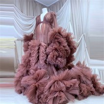 퍼프 러플 임산부 얇은 명주 그로스 가운 사진 촬영 러플 임산부 드레스 베이비 샤워 베이비 샤워, 53.L  5